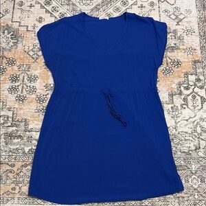 EKOUAER XL bright blue lightweight dress with cinched tie waist